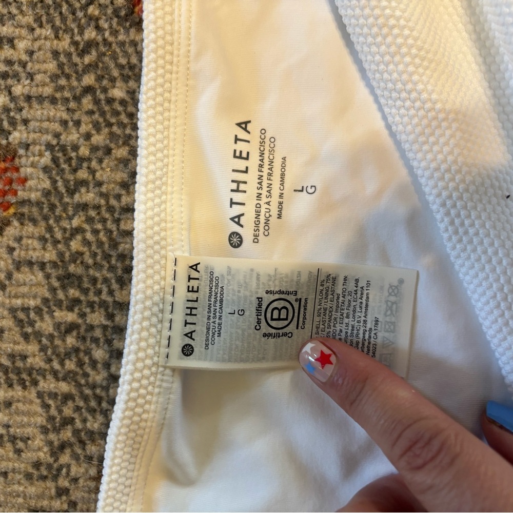 Athleta White Pique High Waist Swim Bottom - Picture 4 of 6